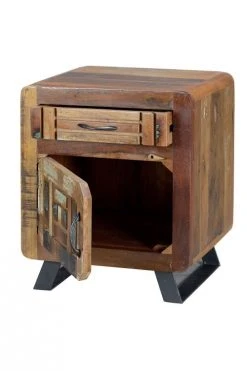 GINER Y COLOMER Tables De Chevet Table En Bois De Manguier. Noyer Vieilli Et Gris -Surmatelas Soldes Magasin table en bois de manguier noyer vieilli et gris 2