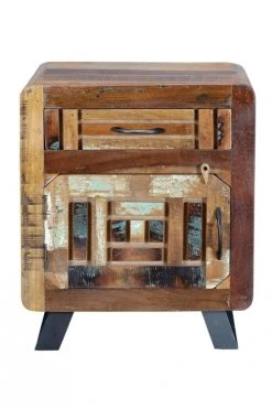 GINER Y COLOMER Tables De Chevet Table En Bois De Manguier. Noyer Vieilli Et Gris