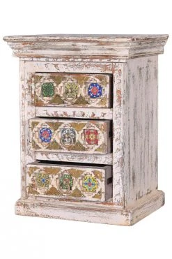 GINER Y COLOMER Tables De Chevet Table En Manguier Avec Détails En Céramique Et Bronze -Surmatelas Soldes Magasin table en manguier avec details en ceramique et bronze 2