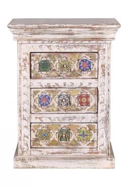 GINER Y COLOMER Tables De Chevet Table En Manguier Avec Détails En Céramique Et Bronze