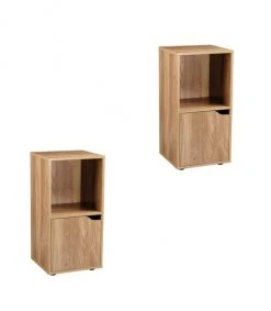 Casâme Tables De Chevet 2 Cases Décor Bois 1 Porte - Lot De 2