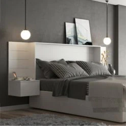 ID Kids Têtes De Lit Tête De Lit Avec Chevets 160 Cm Effet Bois Blanc -Surmatelas Soldes Magasin tete de lit avec chevets 160 cm effet bois blanc 7