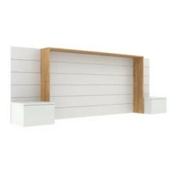 ID Kids Têtes De Lit Tête De Lit Avec Chevets 160 Cm Effet Bois Blanc Et Bois -Surmatelas Soldes Magasin tete de lit avec chevets 160 cm effet bois blanc et bois 2