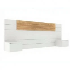 ID Kids Têtes De Lit Tête De Lit Avec Chevets 160 Cm Effet Bois Blanc Et Bois