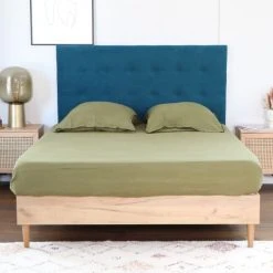 Homifab Têtes De Lit Tête De Lit Capitonnée En Velours Bleu Canard 140 Cm -Surmatelas Soldes Magasin tete de lit capitonnee en velours bleu canard 140 cm 11