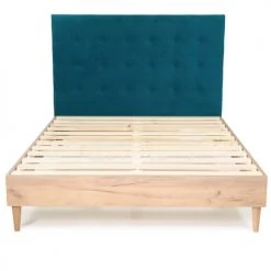 Homifab Têtes De Lit Tête De Lit Capitonnée En Velours Bleu Canard 160 Cm -Surmatelas Soldes Magasin tete de lit capitonnee en velours bleu canard 160 cm 4