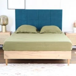 Surmatelas Soldes Magasin -Surmatelas Soldes Magasin tete de lit capitonnee en velours bleu canard 160 cm 7