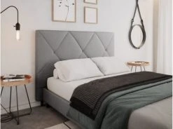 Usinestreet Têtes De Lit Tête De Lit En Tissu BAILA - Gris Clair, Largeur - 140 Cm -Surmatelas Soldes Magasin tete de lit en tissu baila gris clair largeur 140 cm 2