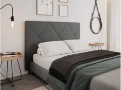 Usinestreet Têtes De Lit Tête De Lit En Tissu BAILA - Gris Foncé, Largeur - 160 Cm -Surmatelas Soldes Magasin tete de lit en tissu baila gris fonce largeur 160 cm 2