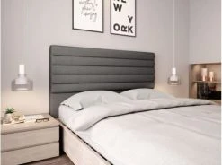 Usinestreet Têtes De Lit Tête De Lit En Tissu LUCA - Gris, Largeur - 140 Cm -Surmatelas Soldes Magasin tete de lit en tissu luca gris largeur 140 cm 2