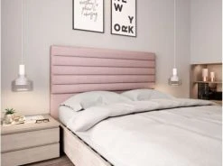 Usinestreet Têtes De Lit Tête De Lit En Tissu LUCA - Rose, Largeur - 140 Cm -Surmatelas Soldes Magasin tete de lit en tissu luca rose largeur 140 cm 2