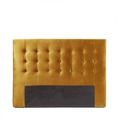 Drawer Têtes De Lit Tête De Lit En Velours 150 Cm Jaune Moutarde