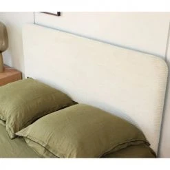 Homifab Têtes De Lit Tête De Lit En Velours Beige Côtelé 140 Cm -Surmatelas Soldes Magasin tete de lit en velours beige cotele 140 cm 3