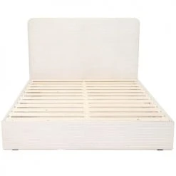 Homifab Têtes De Lit Tête De Lit En Velours Beige Côtelé 140 Cm -Surmatelas Soldes Magasin tete de lit en velours beige cotele 140 cm 4