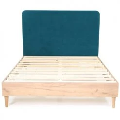 Homifab Têtes De Lit Tête De Lit En Velours Bleu Canard 160 Cm -Surmatelas Soldes Magasin tete de lit en velours bleu canard 160 cm 3