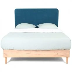 Homifab Têtes De Lit Tête De Lit En Velours Bleu Canard 160 Cm -Surmatelas Soldes Magasin tete de lit en velours bleu canard 160 cm 5