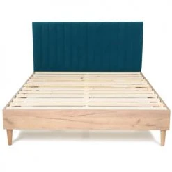 Homifab Têtes De Lit Tête De Lit Matelassé En Velours Bleu 140 Cm -Surmatelas Soldes Magasin tete de lit matelasse en velours bleu 140 cm 3