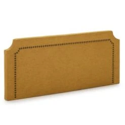 HOMN Têtes De Lit Tête De Lit Tapissée 160x60 Cm Gris, Clous En Marron -Surmatelas Soldes Magasin tete de lit tapissee 160x60 cm moutarde clous en marron 1